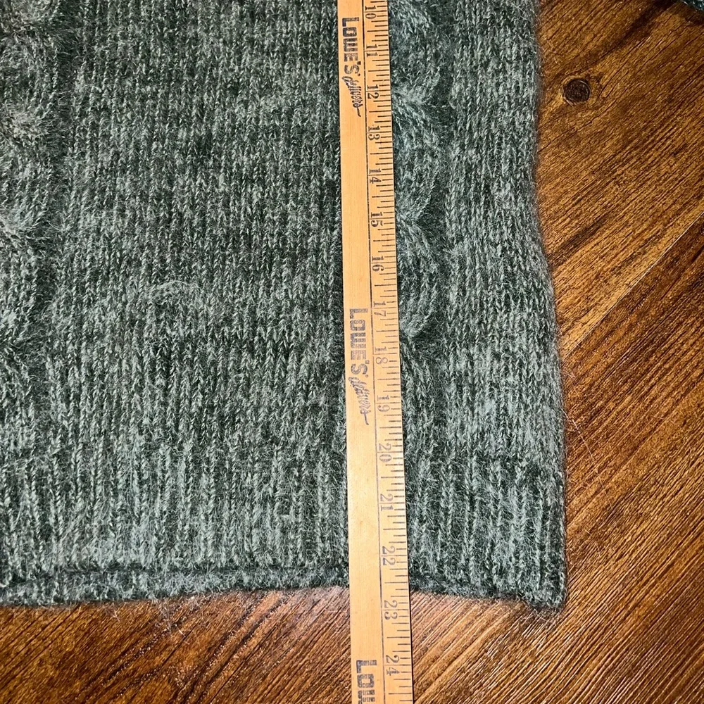 Green Chunky Knit Mohair Gray Mock Neck Long Sleeve Wool Sweater Size S - Picture 9 of 9